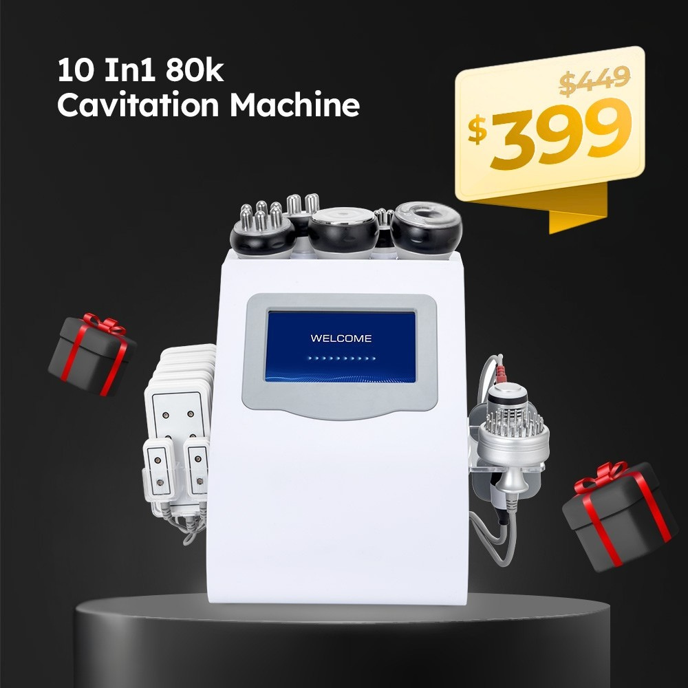 10 In 1 80k Cavitation Machine With RF Vacuum Laser Lipo Pads For Body