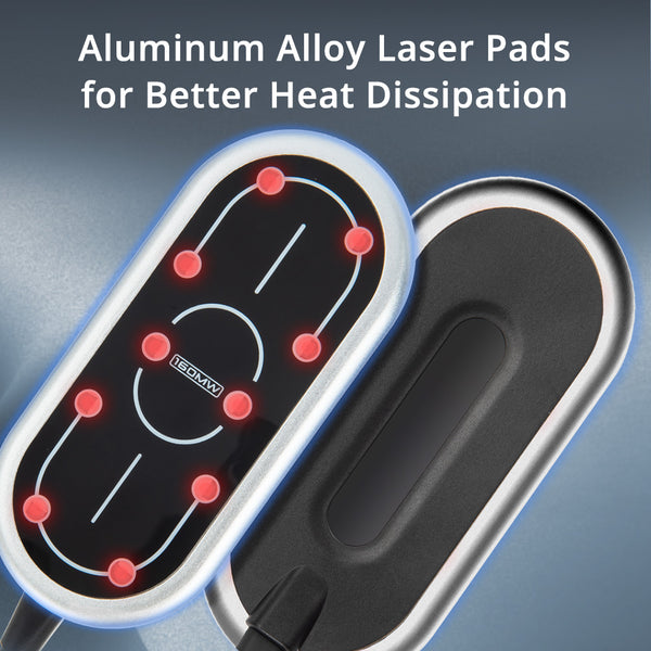 Aluminum alloy laser pads for better heat dissipation on a gray background