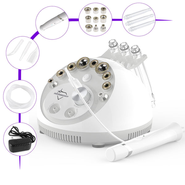 Beauty device with attachments on a white background