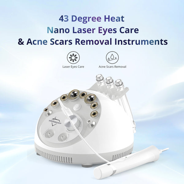 43 Degree Heat Nano Laser Eyes Care & Acne Scars Removal Instruments on a light blue background