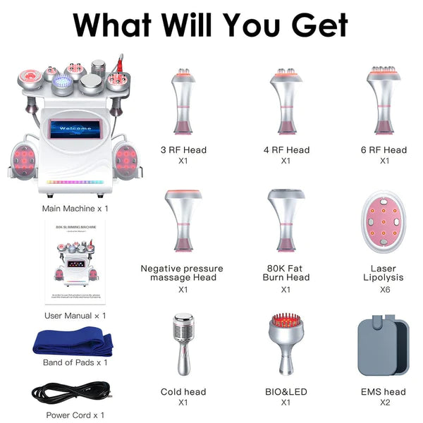 9 in 1 80K Ultrasonic Cavitation RF Body Shaping Skin Tightening Machine