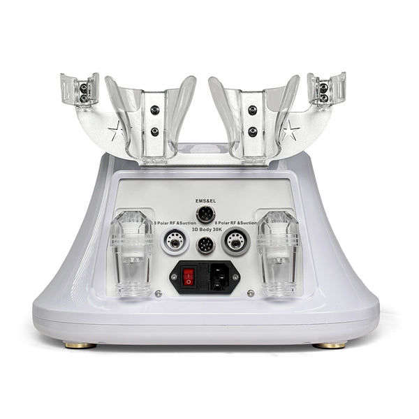 White electronic device with clear components on a white background