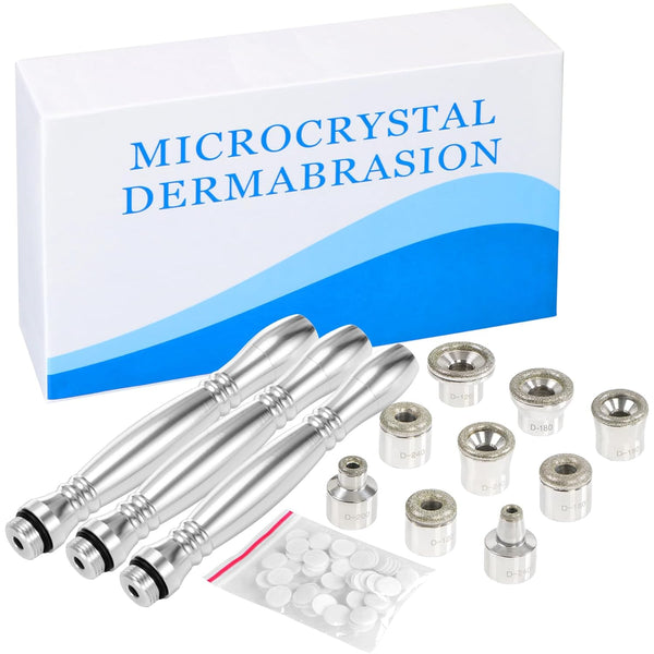 Diamond Microdermabrasion Tips Replacements, 3 Wands 9Pcs Dermabrasion Tips Replacement with 50pcs Cotton Filter for Diamond Dermabrasion Peeling, Facial Skin Care