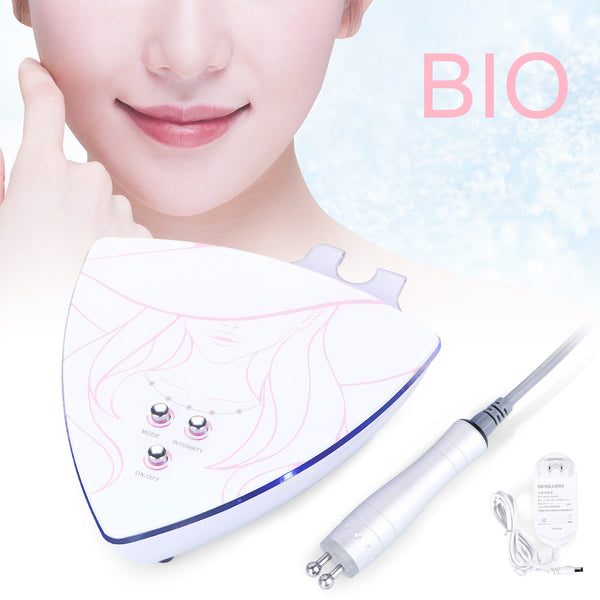 Beauty device with attachments on a light background, featuring the brand 'BIO'.