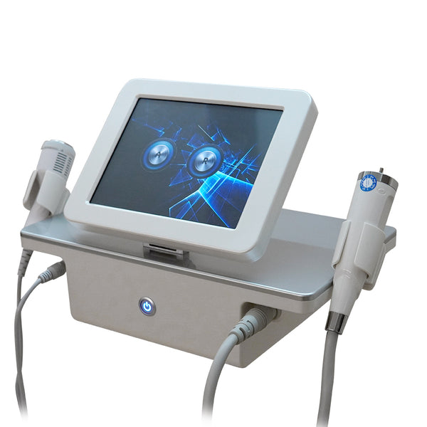 A professional Gold Micro Crystal RF Machine with a digital screen and two handheld devices, one for RF and one for cold hammer treatment.