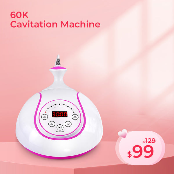 60K Cavitation Machine with digital display on a pink background