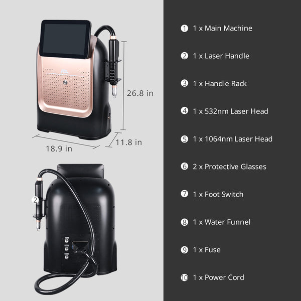 High-Power Picosecond Laser Beauty Machine with Dual-Wavelength (532nm/1064nm) for Skin Whitening & Spot Tattoo Removal