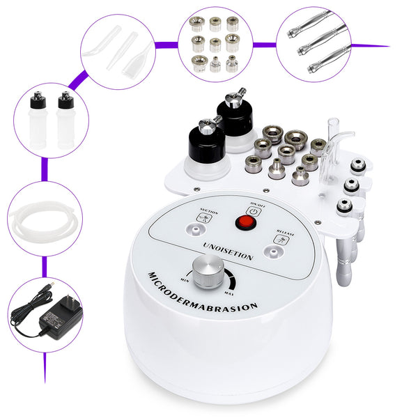 Microdermabrasion machine with attachments on a white background
