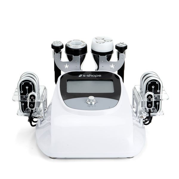 S-shape device with digital display on a white background