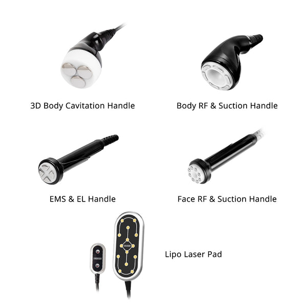 Set of medical or cosmetic device handles on a white background
