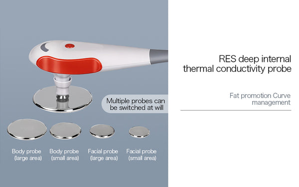 White and red thermal conductivity probe with interchangeable probes on a gray background