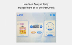 All-in-one instrument interface for body management with various controls and display elements.