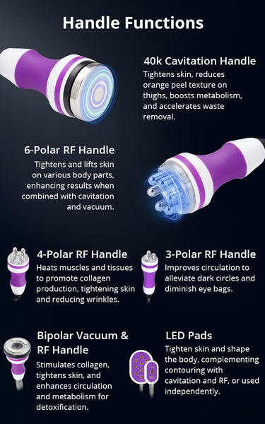 6 In 1 40K Cavitation Vacuum Radiofrequency Skin Care Body Sculpting Machine