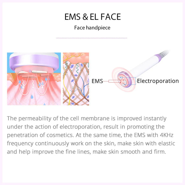 30K 6 In 1 S Shape Cavitation Machine ems&el facial handle