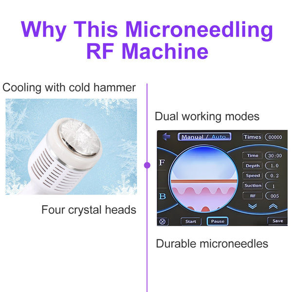 Gold Micro Crystal RF Machine Cold Hammer Skin Tightening Pore Refining For Spa