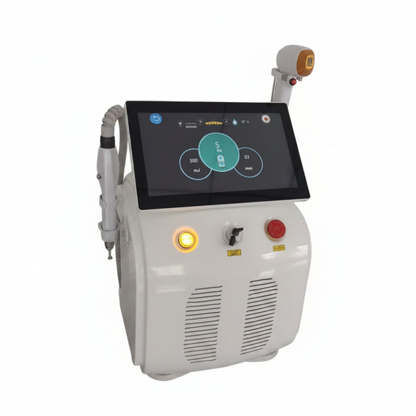 Medical device with a screen and control buttons on a white background