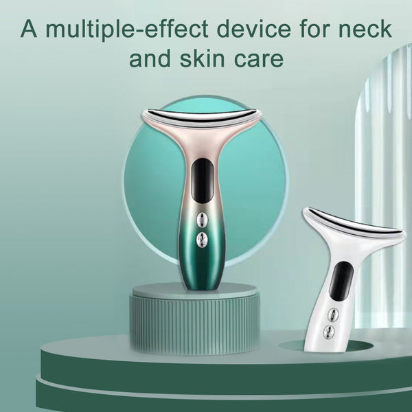 3 LED Face Neck Massager Rechargeable Vibrating Heating Facial Beauty Device