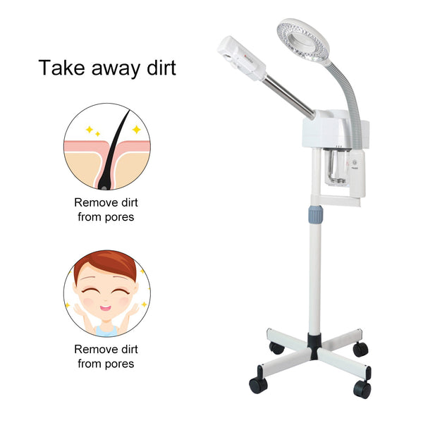 2 In 1 Pro Facial Steamer + 5x Magnifying Lamp Ozone Salon Spa Beauty Equipment