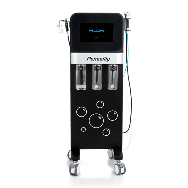 8 In 1 Hydro Microdermabraion Aqua Peeling Machine with EMS Ultrasound EP Cupping Cups Oxygen Sprayer for Deep Cleansing Skin Tightening Nutrient Infusion