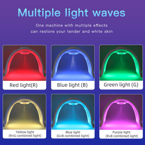 Folding 7 Colors LED Light Therapy Spectrometer with Near-Infrared Light & Nano Cold Spray Skin Rejuvenation for Spa Use