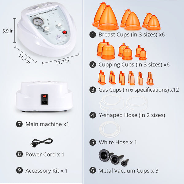 Vacuum Therapy Machine With 24 Cups for Scrapping Cupping Therapy Butt Breast Lift