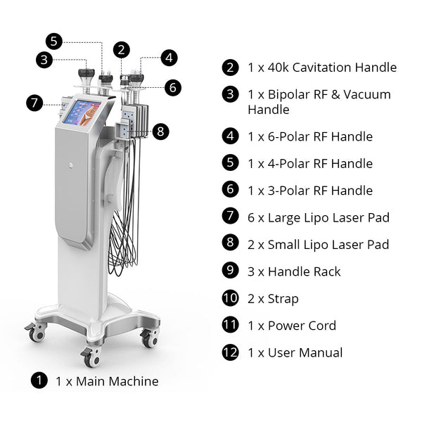 Stand 6 In 1 40k Lipo Cavitation Machine For Body Sculpting & Skin Anti-Aging