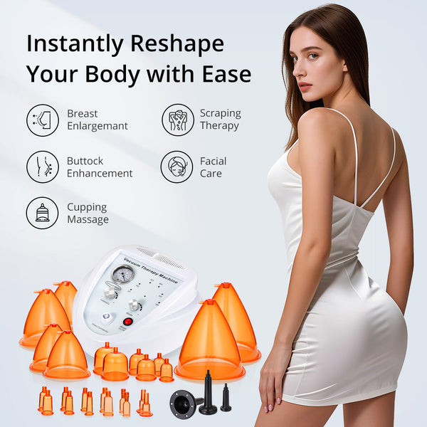 Vacuum Therapy Machine With 24 Cups for Scrapping Cupping Therapy Butt Breast Lift