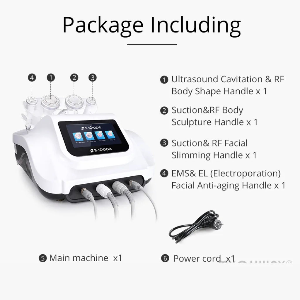 30K S-SHAPE Ultrasound & RF EMS Electroporation Vacuum Suction Body Face  Machine – Bspa Equipment