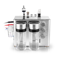 A professional 3-in-1 hydro microdermabrasion machine with handles and settings, primarily in silver and black color.