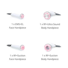 Four handles of 30K S Shape machine: cavitation RF, vacuum RF body, vacuum RF facial, EMS EL
