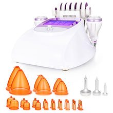 Beauty device with orange cups and white nozzles on a white background