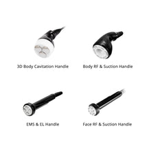 Four handles for a medical or cosmetic device on a white background