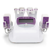 White and purple electronic device with multiple attachments on a white background