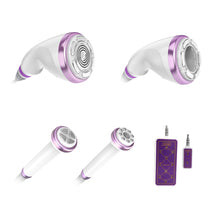 White and purple electronic device with attachments on a white background