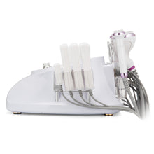 White electronic device with multiple attachments on a white background