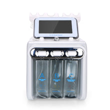 Oxygen concentrator with three clear bottles labeled A, B, and C on a white background
