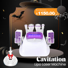 Cavitation Lipo Laser Machine with Halloween-themed background
