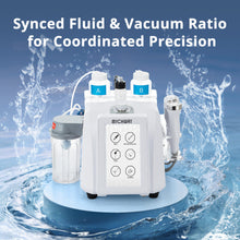 White medical device with control panel on a blue background with water effects
