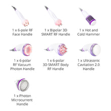 Set of RF handles with various functions on a white background