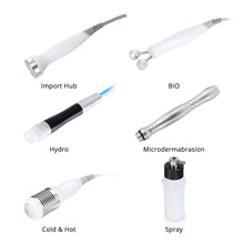 Set of cosmetic treatment tools with labels on a white background