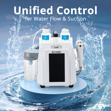Medical device with water flow and suction capabilities on a blue background