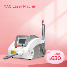 YAG Laser Machine with price tag on a pink background