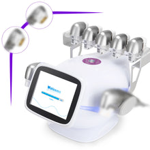 White electronic device with multiple nozzles and a screen displaying 'Welcome' on a white background.