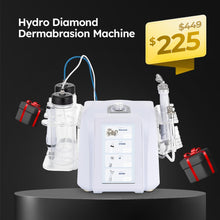 Hydro Diamond Dermabrasion Machine with price tag and gift boxes on a black background