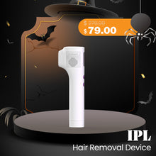 IPL hair removal device with Halloween-themed background