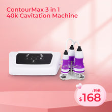 ContourMax 3-in-1 40k Cavitation Machine on a pink background with price display.
