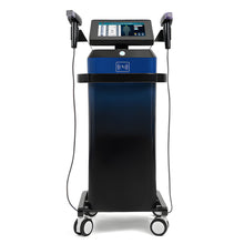 Blue medical device with screen and controls on a white background