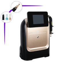 Portable tattoo machine with attachments on a white background