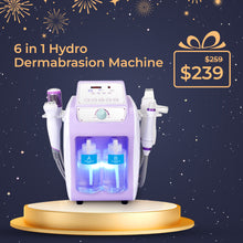 6-in-1 Hydro Dermabrasion Machine with pricing on a dark background