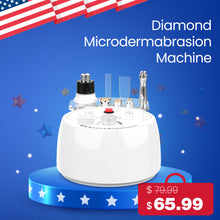 Diamond microdermabrasion machine with American flag and pricing on a blue background